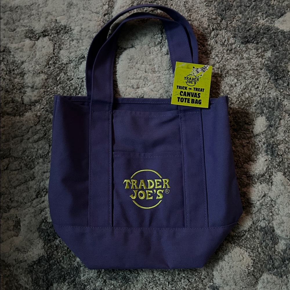 Trader Joe's Halloween Purple Canvas Mini Tote NWT